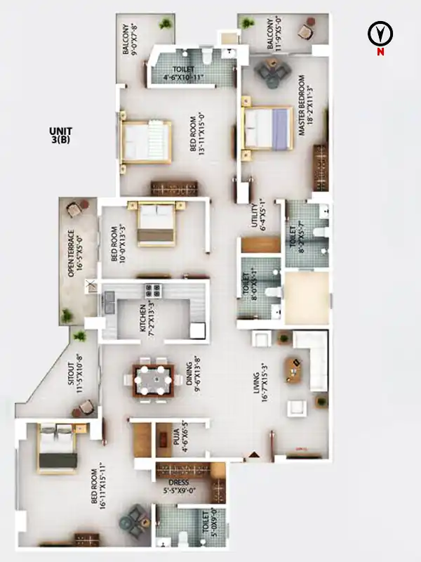 Unit-3B: Luxurious flats and site plan.